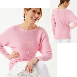 Tommy Bahama knit dolman bat sleeves boat neckline pullover sweater pink size M